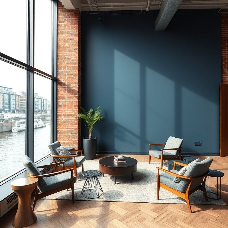 Interieur van een modern adviesbureau in Rotterdam met uitzicht op de Maas
