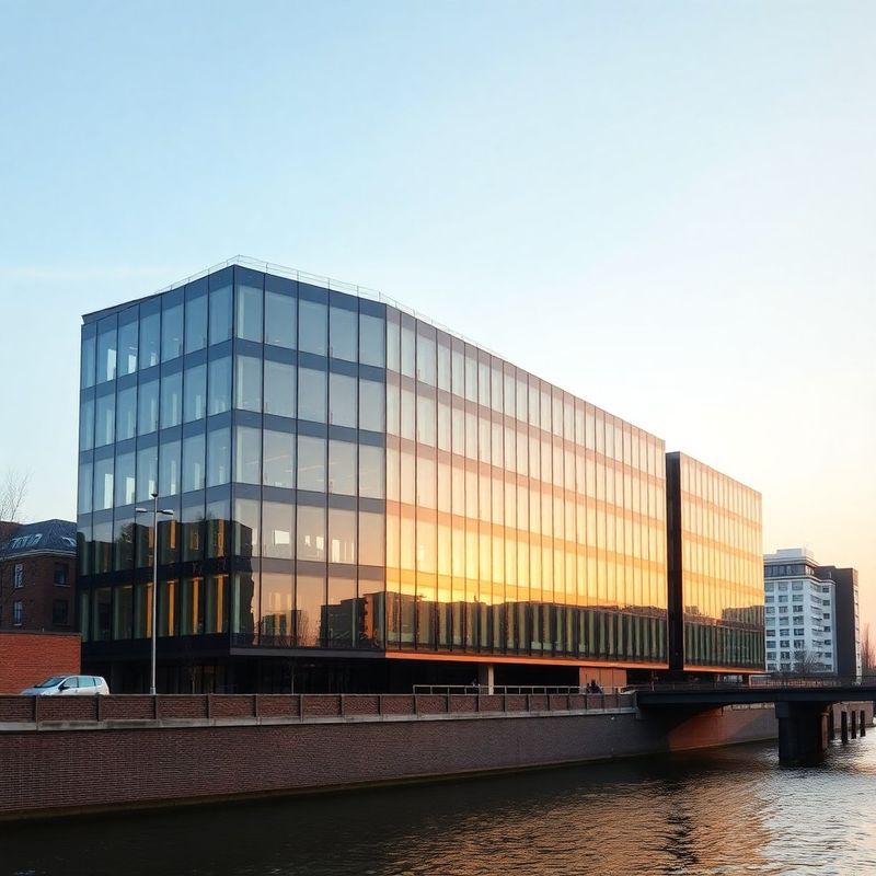 Modern kantoorgebouw aan de Boompjes in Rotterdam bij gouden uur